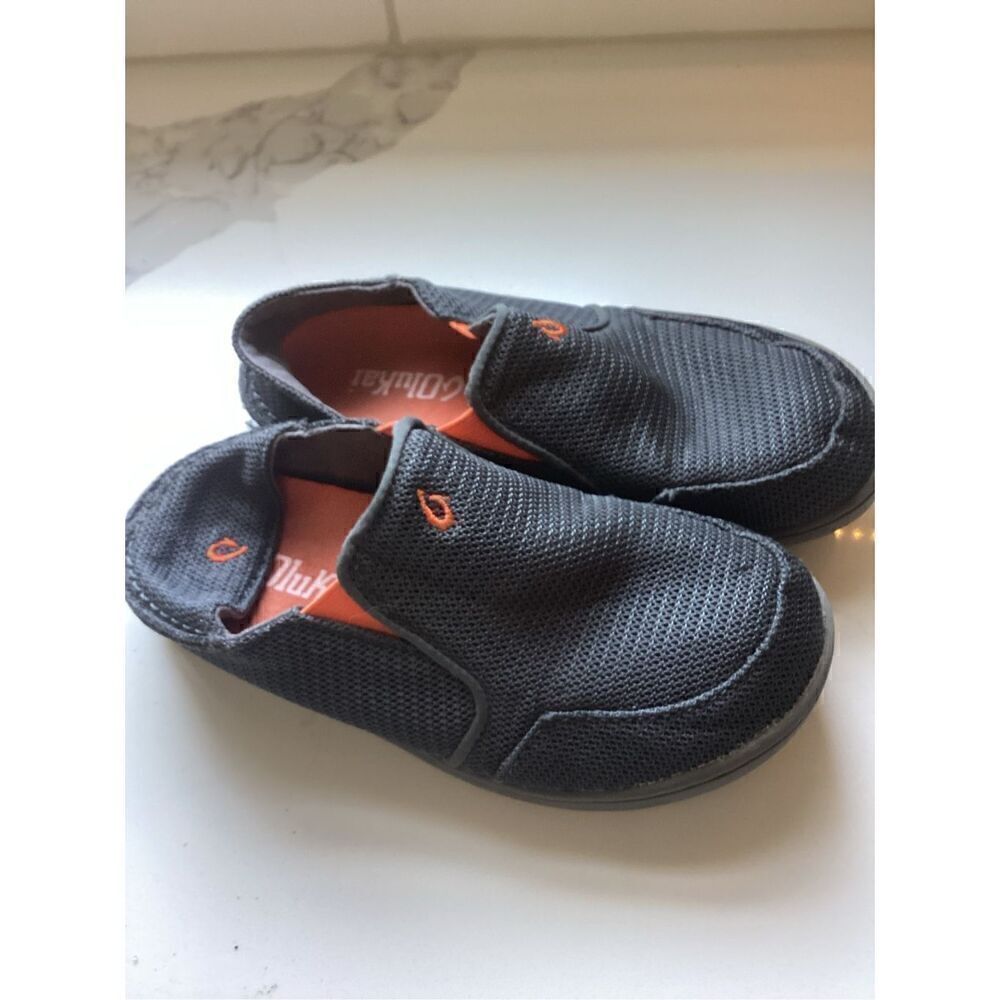 Olukai Boys Nohea Mesh Slip On Shoes Sz 13 Gray